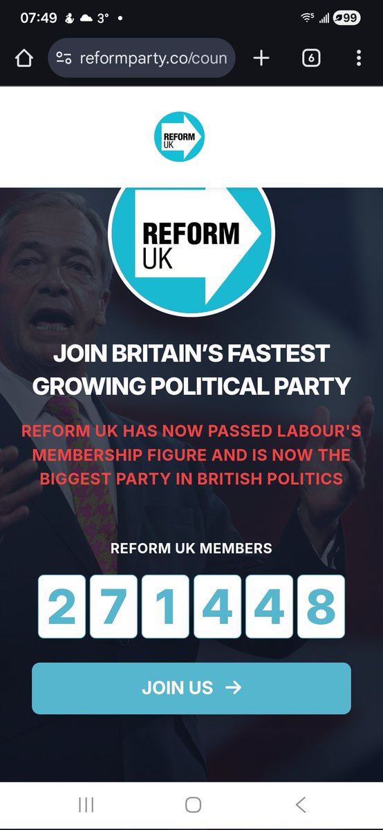 OakleyTom's tweet photo. When asked his position in Reform, @RobertJenrick just claimed he was the 180,000th member of Reform while ticker was showing the number in the photo....With a grasp of numbers like that, he presumably has no aspirations of becoming Chancellor ! https://t.co/qRWVwF48yj
