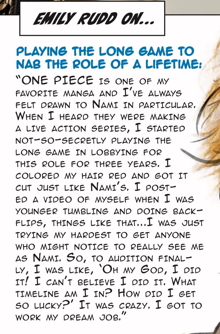 philazora's tweet image. The contrast between Emily’s Nami audition story vs Mackenyu’s Zoro audition story still cracks me up 😂