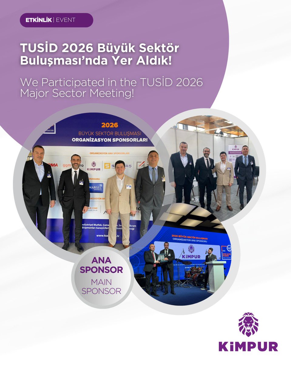 kimpurglobal's tweet image. TUSİD (Endüstriyel Mutfak, Çamaşırhane, Servis ve İkram Ekipmanları Sanayicileri ve İşadamları Derneği) ev sahipliğinde gerçekleşen Büyük Sektör Buluşması’nda ana sponsor olarak yer almaktan büyük memnuniyet duyduk.

#Kimpur