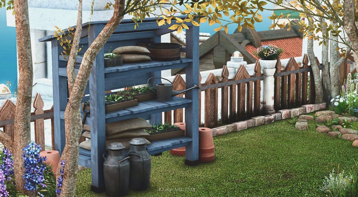 pepeko_pekopon's tweet image. お庭の奥に玄関があるSサイズのお庭🪴

設置数20に苦戦しましたが好きな雰囲気にできました

内装はカフェになる予定なので、ウッドデッキにモグレターポストと合わせた看板を添えました📮

#Room_CC