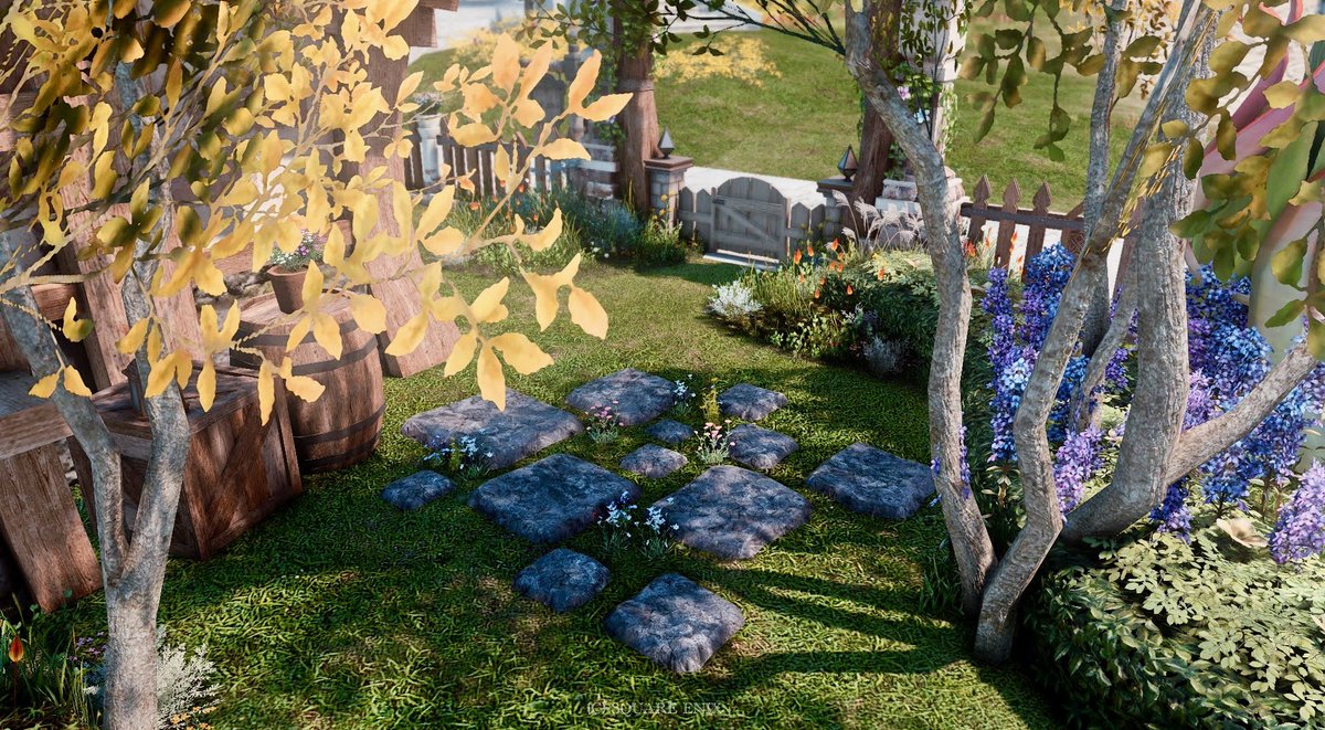 pepeko_pekopon's tweet image. お庭の奥に玄関があるSサイズのお庭🪴

設置数20に苦戦しましたが好きな雰囲気にできました

内装はカフェになる予定なので、ウッドデッキにモグレターポストと合わせた看板を添えました📮

#Room_CC