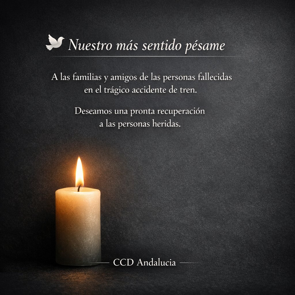 Desde CCD lamentamos profundamente el trágico accidente de tren.
Nuestro más sincero pésame a los familiares y amigos de las víctimas y una pronta recuperación a las personas heridas.