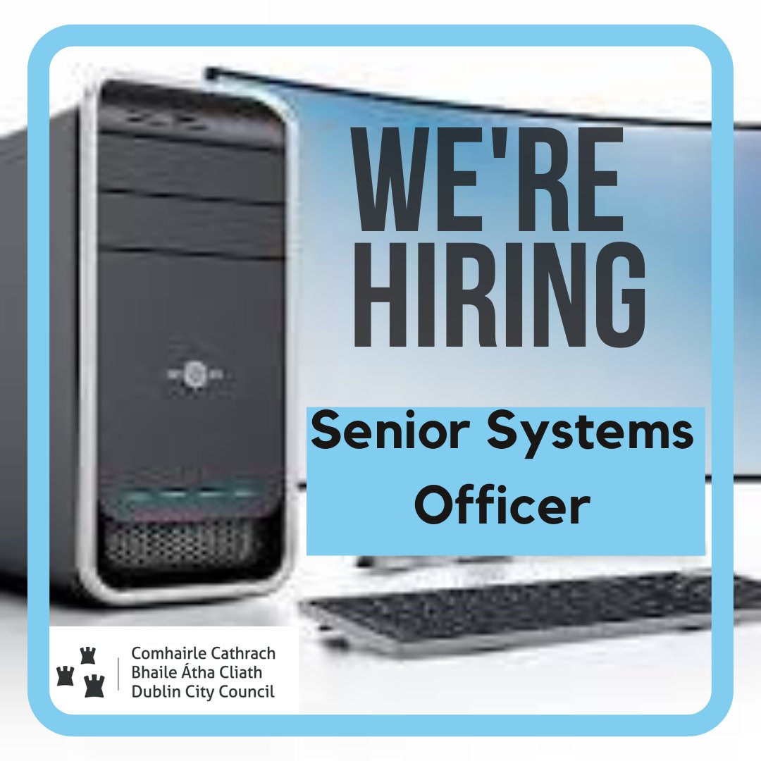 DubCityCouncil's tweet photo. Senior Systems Officer – Dublin City Council
Join our IS &amp; Digital Transformation teams and support key organisational programmes.
💼 Salary: €60,011–€78,015
🕛 Deadline: Midnight, 5 Feb 2026
📄 Apply via the DCC Careers Portal (CVs not accepted)
👉 https://t.co/2QHRMMMqM1 https://t.co/Et7SOUg4sx