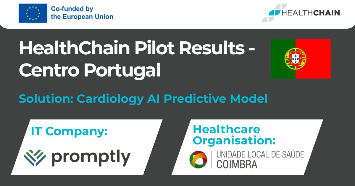 I3Healthchain's tweet photo. 🚀 HealthChain Pilot: Cardiology AI Predictive Model

Built by @PromptlyHealth with cardiology &amp; IT teams at ULS Coimbra, this pilot turns unstructured TAVI records into structured data to power real-world evidence and predictive insights.

👉 https://t.co/bhLXuV8Ju0 https://t.co/u1B9nrK9T7