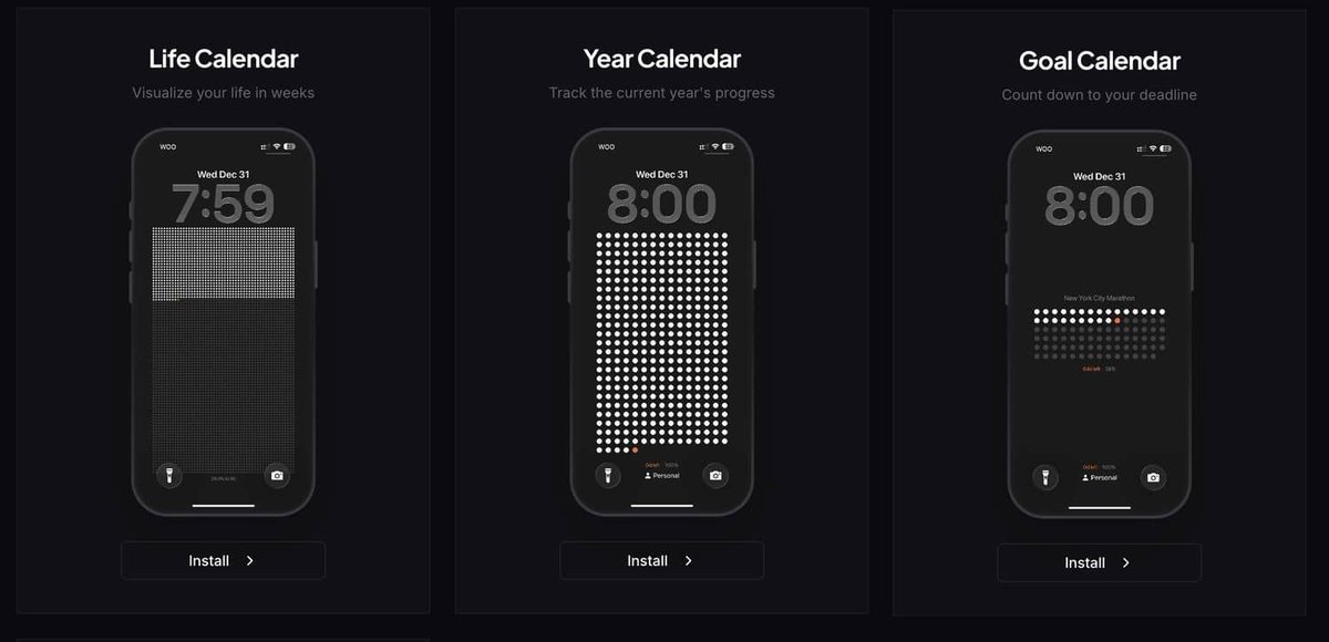 wefoundcc's tweet photo. 手机锁屏是你每天看最多次的地方,为什么不让它变得有意义?📱⏳
「The Life Calendar」将你的人生、年度进度变成极简壁纸。每一次点亮屏幕,都是一次“向死而生”的清醒提醒。拒绝拖延,从直面时间开始。
👉 https://t.co/l9PrTtLogU
#LifeCalendar #时间管理 #极简主义 #生产力 #壁纸 https://t.co/e9zogJXoyb