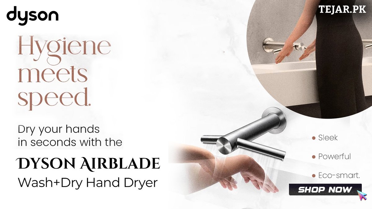 TejarPK's tweet image. Fast, hygienic, and efficient 📷📷 Dyson Airblade Wash+Dry Hand Dryer dries hands in seconds while keeping bathrooms cleaner and safer. Innovation meets performance. Available at Tejar.
#DysonAirblade #HandDryer #TejarTech #FastAndHygienic #SmartSolutions #InnovativeTech