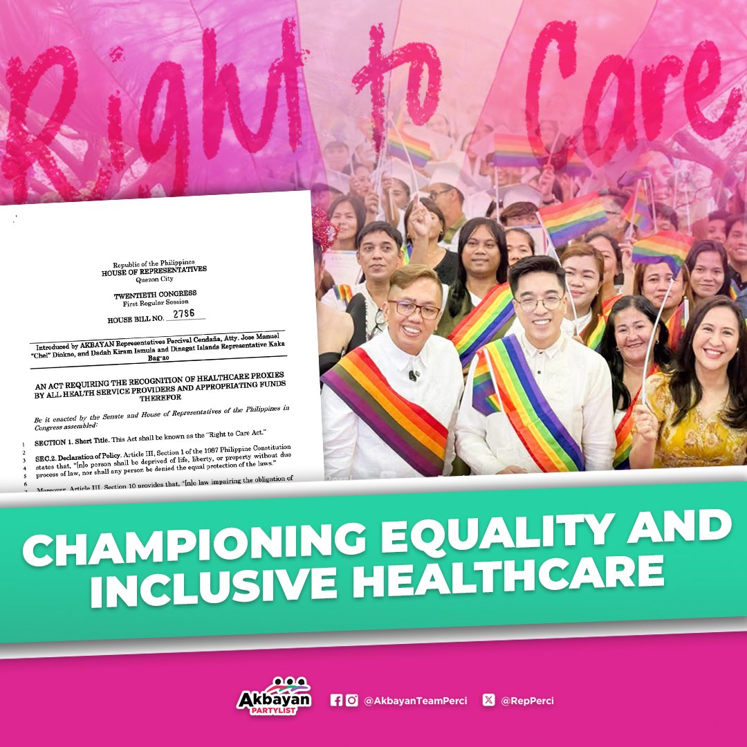 Dumarami na ang champions for equality sa Kongreso at malaking tagumpay ito para sa pagkakaroon ng mas compassionate at inklusibong healthcare sa bansa. 🏥 🏳️‍🌈

We first filed the Right to Care bill during the 19th Congress (HB 11005), which seeks to recognize LGBTQI couples’