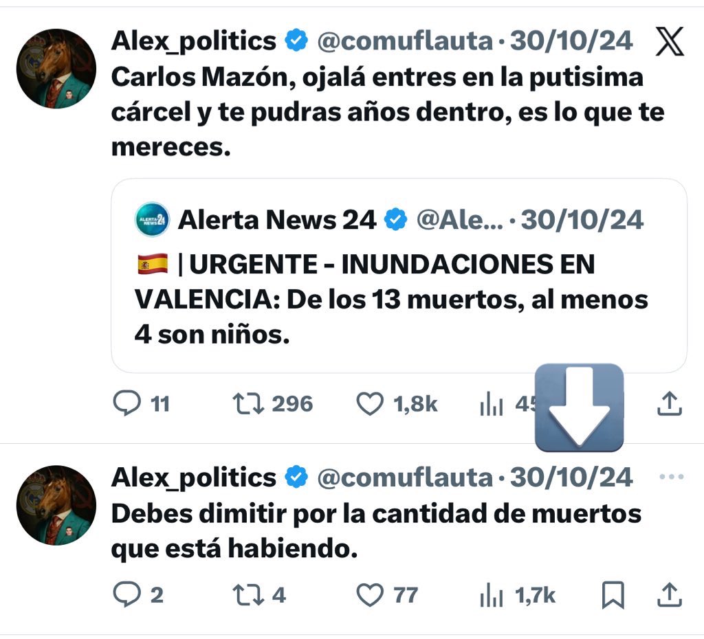 maarioderueda's tweet photo. @comuflauta El día 30, con los muertos todavía calientes, tú ya utilizabas la DANA políticamente.

Eres un hipócrita rastrero, y cómplice del sanchismo criminal. https://t.co/J0kyHjPnyj