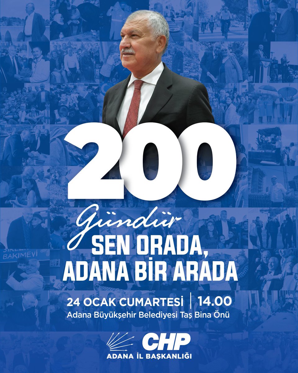 Adana bir arada, Zeydan Başkanının yanında.

Tüm Adanalı hemşehrilerimizi tutukluluğun 200. gününde beraber olmaya davet ediyoruz.