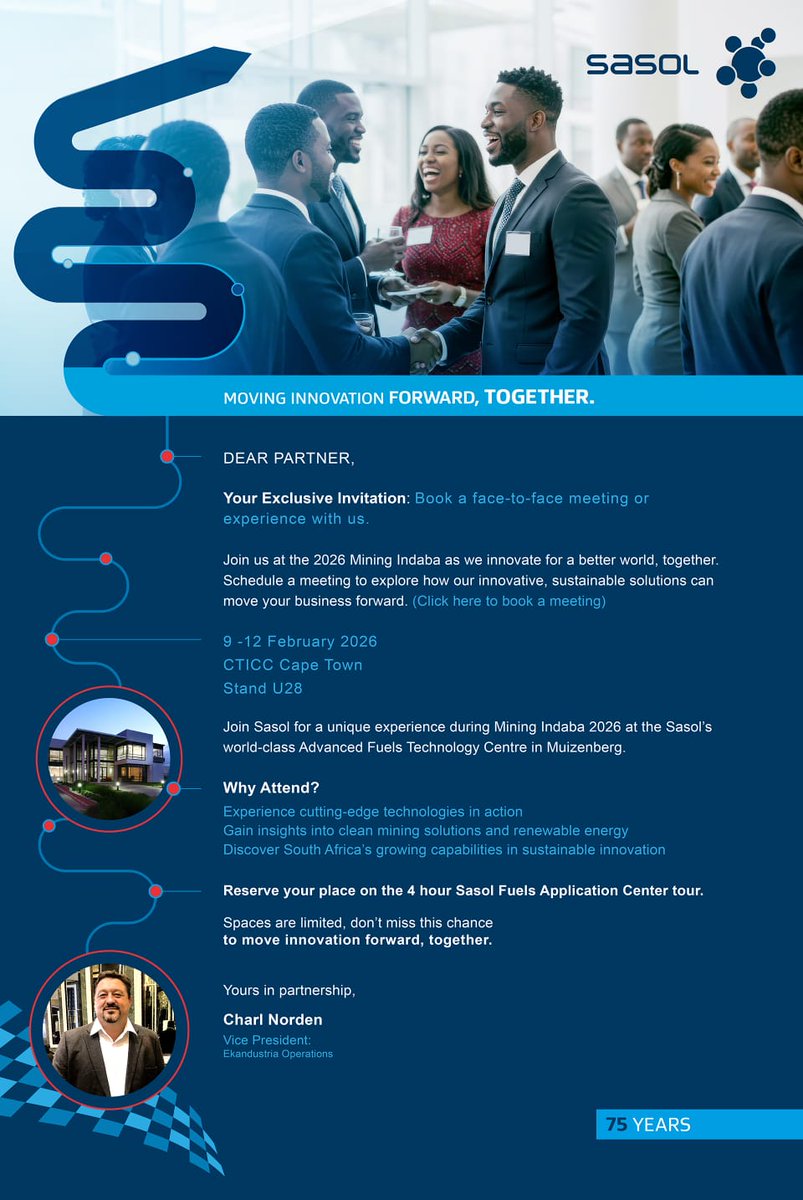 Let’s shape the future of mining—together.
Meet <a href="/SasolSA/">Sasol</a> Dyno Nobel at #MiningIndaba2026 and discover innovative products that enhance safety, performance, and sustainability across mining operations.
#SasolDynoNobel #MiningInnovation #SustainableMining