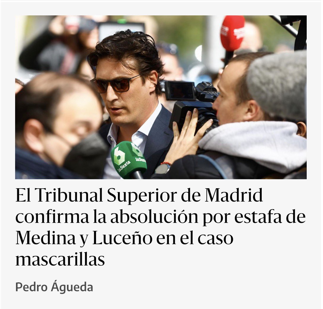 MadridDecadente's tweet image. 📌 Caso Mascarillas 

Pues ya estaría 

Todos los jetas que aprovechándose de su agenda de contactos sacaron tajada con unas comisiones desproporcionadas pagadas con dinero público durante los peores días de la pandemia han quedado absueltos y libres de cargos…

🖕🏽🖕🏽🖕🏽🖕🏽