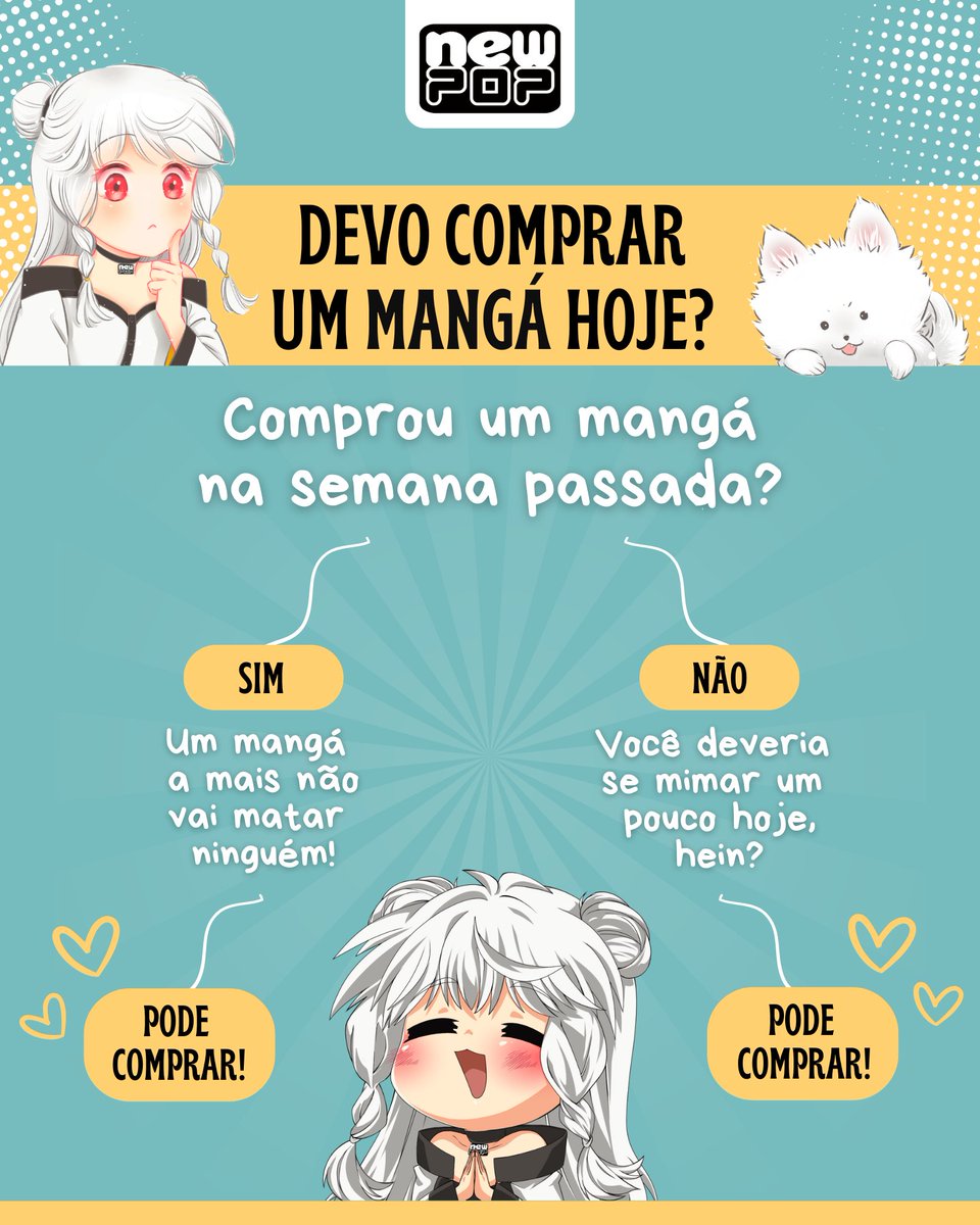 editoranewpop's tweet image. Dilema do dia: comprar ou não comprar um mangá? 🤔

No fim, a resposta sempre é SIM!

💬 Conta pra gente, qual obra da NewPOP vai entrar na sua estante hoje?

#NewPOP #Mangá #Interação #leitura #mangabr