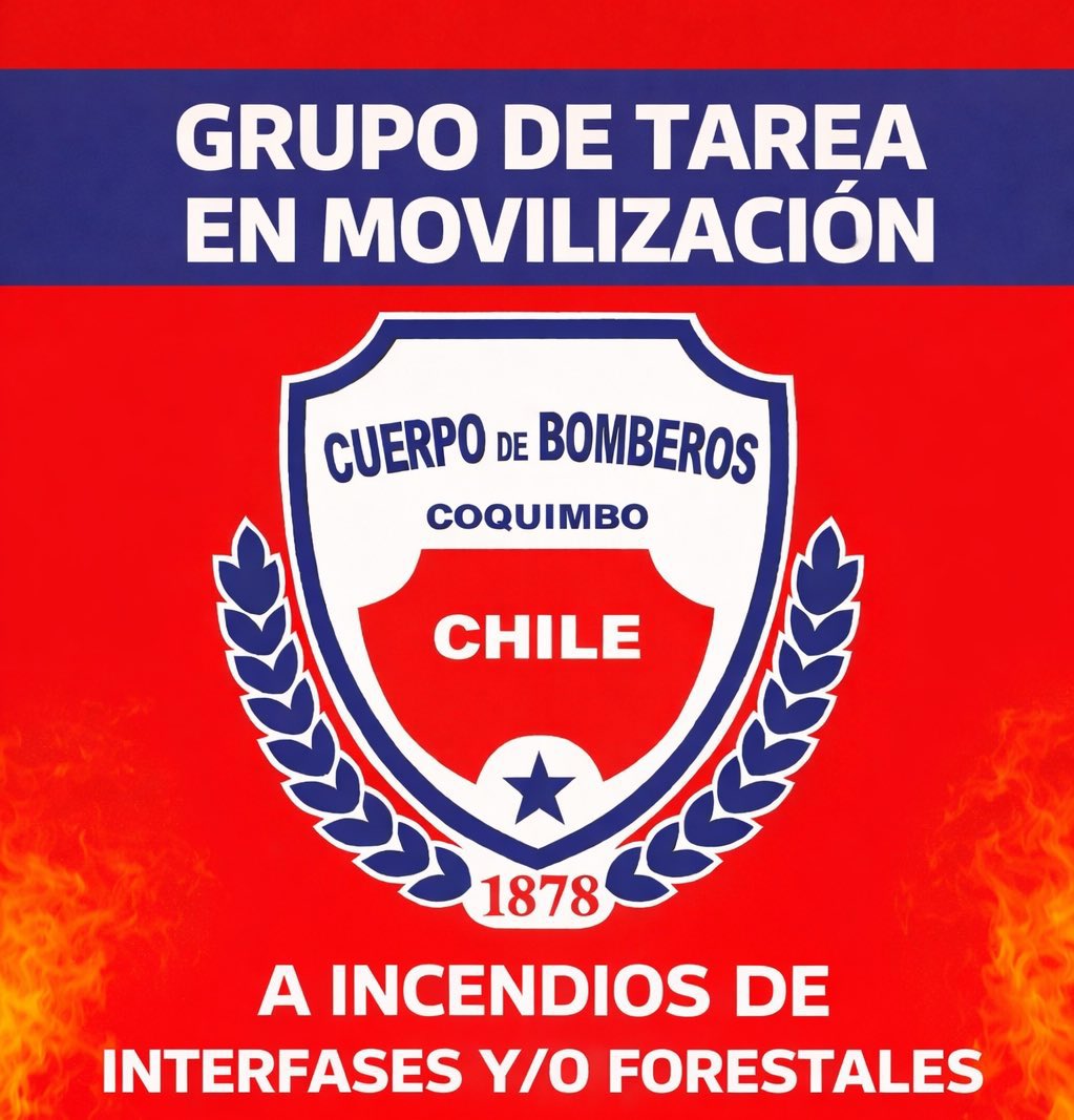 𝗔𝗣𝗢𝗬𝗢 𝗔 𝗘𝗠𝗘𝗥𝗚𝗘𝗡𝗖𝗜𝗔 𝗙𝗢𝗥𝗘𝗦𝗧𝗔𝗟🚒| Por instrucción del comandante Juan Collao, y a solicitud del <a href="/SNOBomberos/">Sistema Nacional de Operaciones</a>, nuestra Fuerza de tarea Bomberos Coquimbo pasa a Fase de Movilización, para concurrir en apoyo al incendio forestal en la región del #Ñuble.