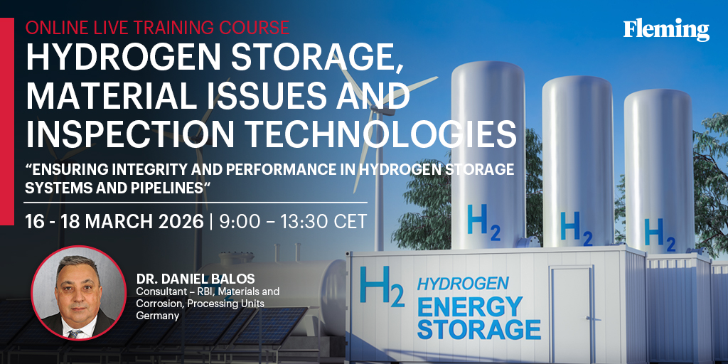 Fleming_Energy's tweet image. Gain an in-depth exploration of hydrogen storage systems, focusing on material selection, degradation mechanisms, and inspection techniques with Dr. Daniel Balos.

👉 Register here: eu1.hubs.ly/H0r37WF0

#Hydrogen #HydrogenStorage #MaterialScience #Inspection #HydrogenEnergy