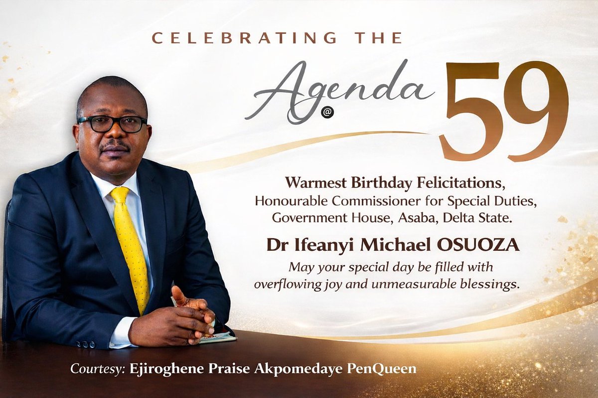 PJohnado's tweet photo. Celebrating The Agenda @ 59

Congratulations on your 59th birthday, Honourable Commissioner, Dr Ifeanyi Michael Osuoza; a visionary leader and philanthropist.

May the good Lord increase you on all sides.

Cheers to longevity sir.🥂 https://t.co/ZKwNqJNmCn