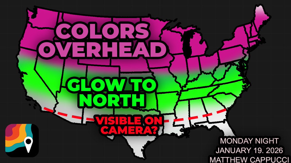 MatthewCappucci's tweet image. UPGRADE! A SEVERE or G4 geomagnetic storm is now predicted by the Space Weather Prediction Center ! This *could* bring widespread auroral displays to the United States *if* things ensue as modeled. This is anticipated TONIGHT, Monday night, January 19!

We are awaiting a magnetic…