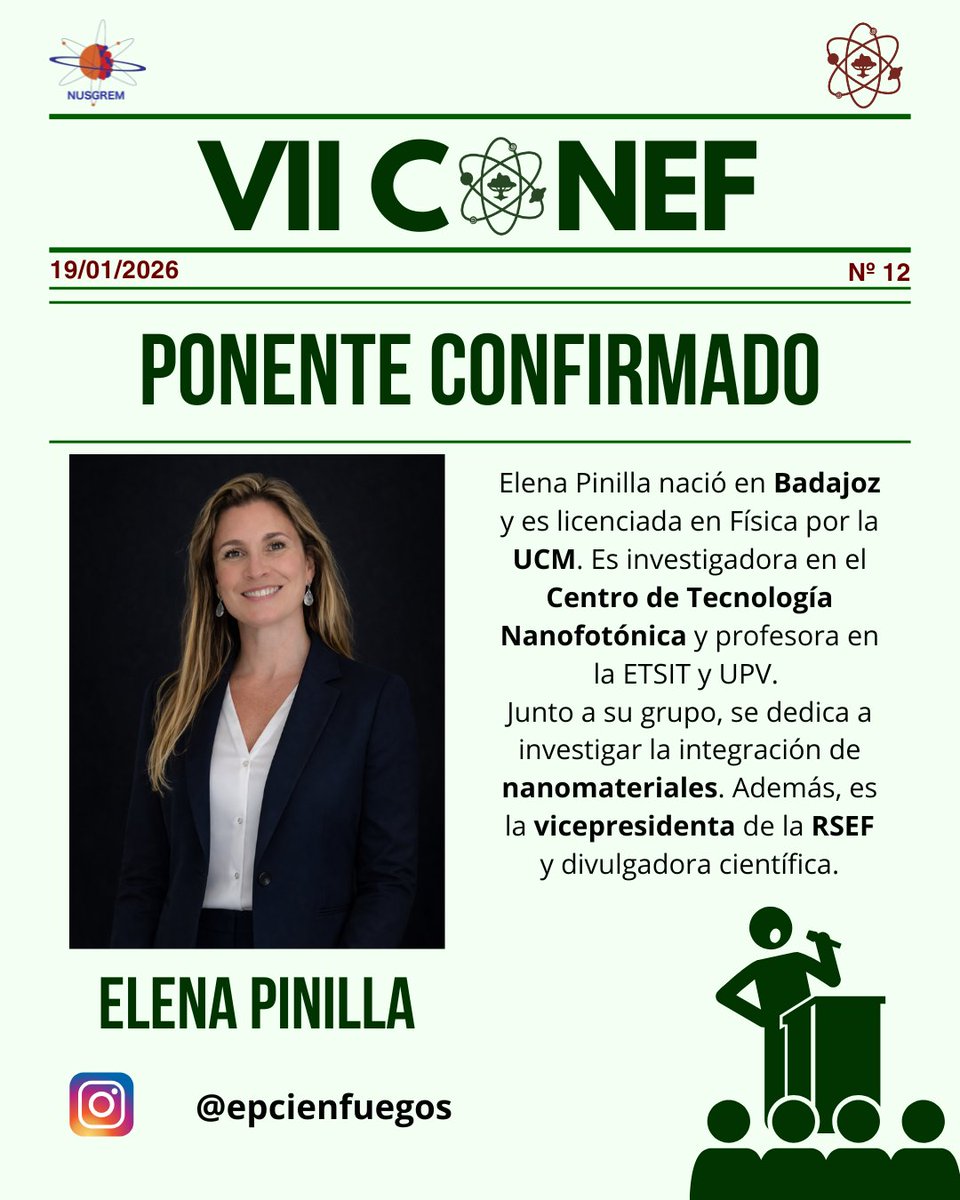 conef_es's tweet photo. ¡Ya tenemos a la séptima ponente para este CONEF 2026 que se celebrará en menos de 2 meses! 🥳🥳

¡En nuestra web e Instagram podéis encontrar más información sobre ella! 📱🤔

¡Recordamos que las inscripciones siguen disponibles y van agotándose! 👀👀

https://t.co/1zbN0iuniR https://t.co/sn10NYGKu5
