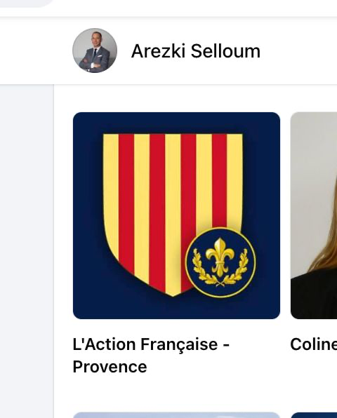 FrontRep's tweet photo. 🚨🇫🇷 ALERTE INFO - Arezki Selloum, membre de l’équipe de campagne de Franck Allisio, candidat du Rassemblement National à Marseille, anime des groupes dieudonnistes diffusant des contenus antisémites.

On y retrouve des visuels et messages ouvertement hostiles à la République, émanant du mouvement monarchiste de l’Action Française Provence.