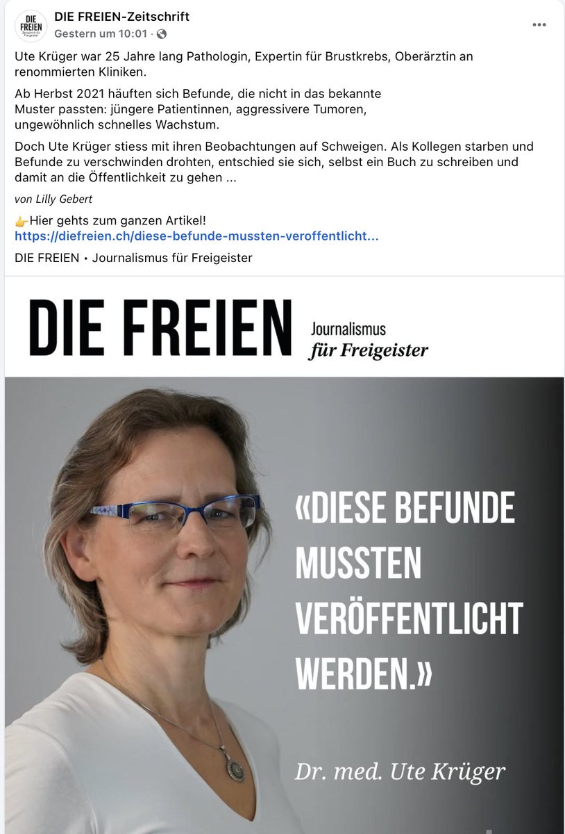 RealWsiegrist's tweet image. Ute Krüger war 25 Jahre lang Pathologin, Expertin für Brustkrebs, Oberärztin an renommierten Kliniken.

Ab Herbst 2021 häuften sich Befunde, die nicht in das bekannte Muster passten: jüngere Patientinnen, aggressivere Tumoren, ungewöhnlich schnelles Wachstum.

Doch Ute Krüger…