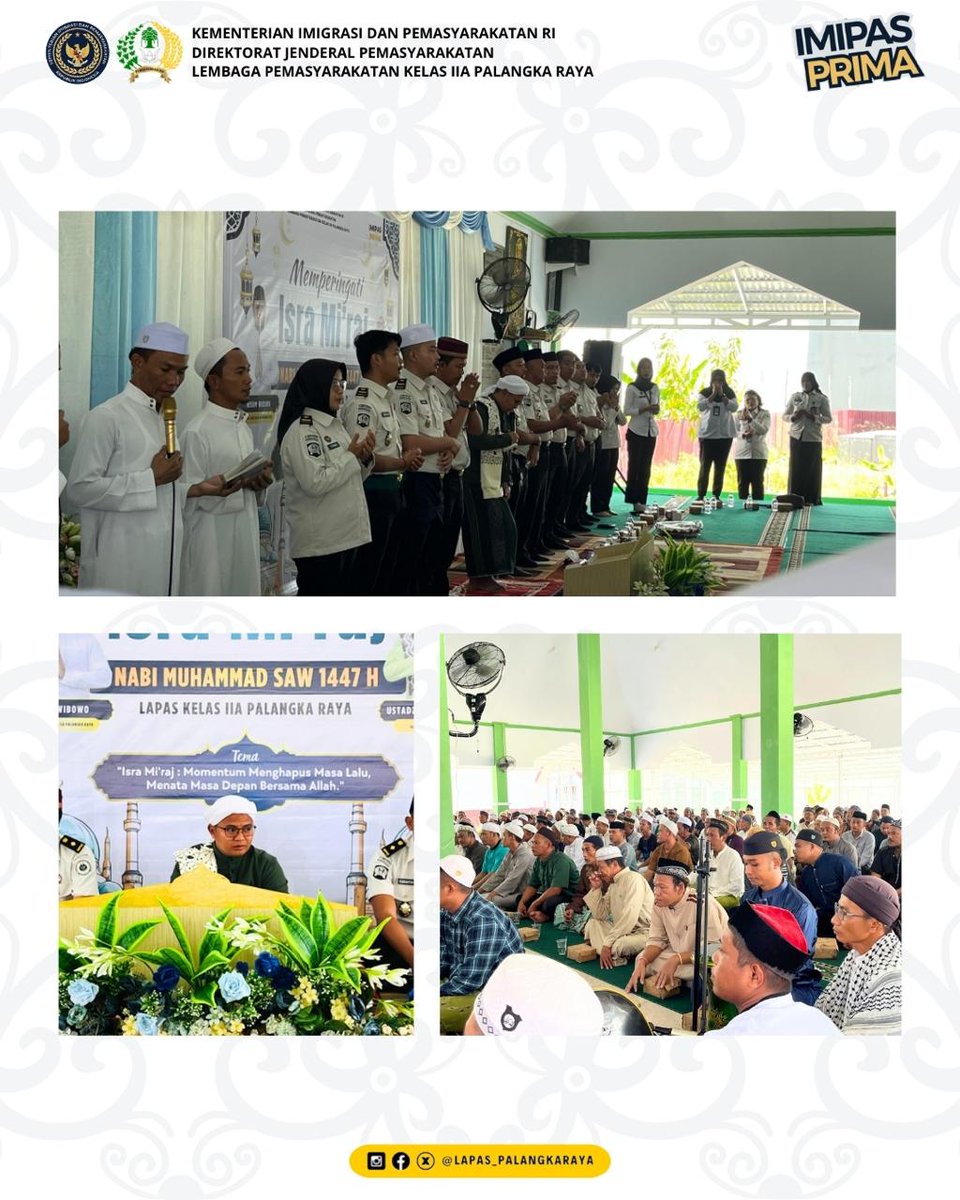 Suasana Penuh Hikmah, Lapas Palangka Raya Gelar Peringatan Isra’ Mi’raj 1447 H

#kemenimipas
#Ditjenpas
#pemasyarakatan
#guardandguide
#DitjenpasKalteng
#IPutuMurdiana
#infoimipas
<a href="/kemenimipas/">Kementerian Imigrasi dan Pemasyarakatan Republik I</a>
@kemenimipas_story
@diary_kemenimipas
<a href="/galeri/">galeri</a>.kemenimipas
@kanwilditjenpaskalteng