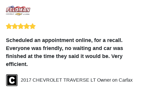 We just received a great review on Carfax. Thank you 2017 CHEVROLET TRAVERSE LT Owner!
