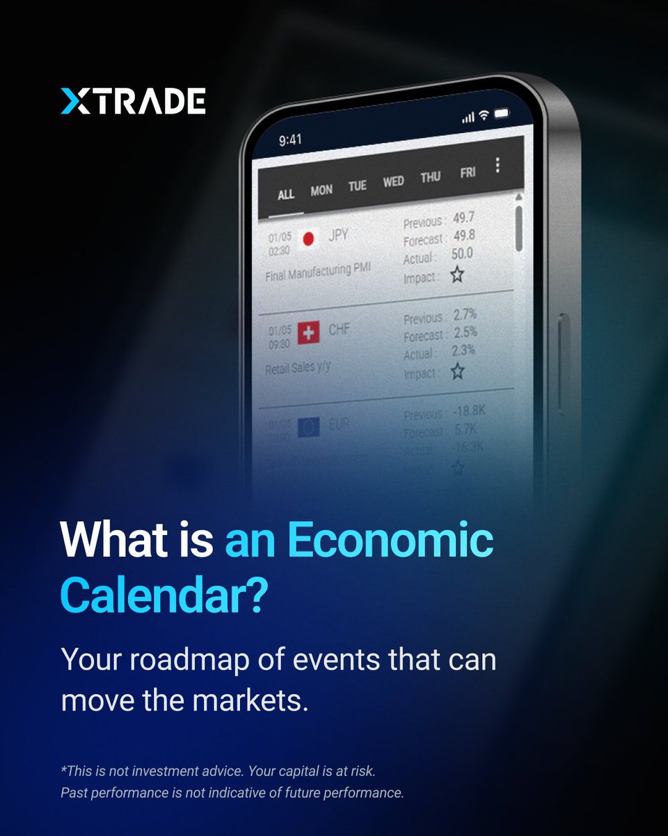 An economic calendar lists key releases like inflation, GDP, and jobs data. Following it helps traders anticipate volatility and plan ahead with greater confidence.
Follow us for more clear, concise explanations and expert insights.
#xtrade #onlinetrading #multiassetbroker