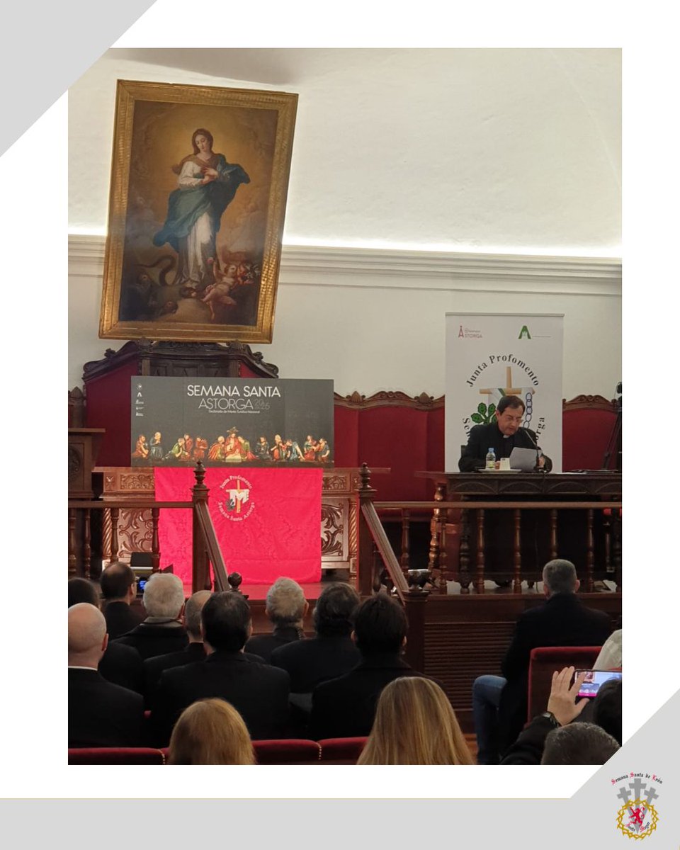 SSantaLeon's tweet image. La Junta Mayor de Cofradías y Hermandades de la Semana Santa de León, atendiendo la invitación cursada por la Junta Profomento de la Semana Santa de Astorga ,ha estado presente en la presentación del Cartel Oficial de la Semana Santa astorgana para este año 2026.