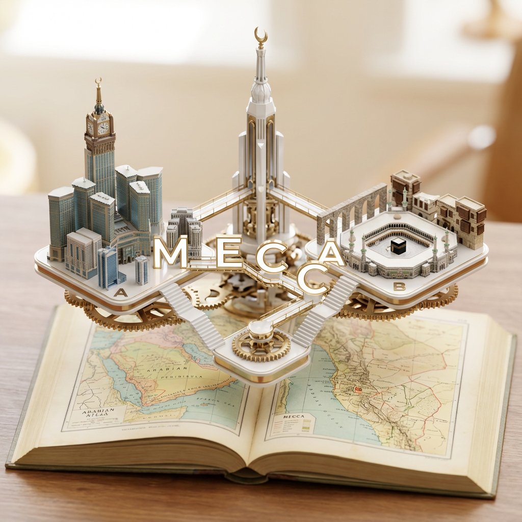 Gdgtify's tweet photo. Running this fun prompt for Mecca and Dubai. I have had better ones but these are cool for video. 

Prompt:  <instruction>
  Input A:   A Major City (e.g., Paris, New York, Dubai).
  Analyze:  
1.    The Districts:   Identify the "Old World" (Cathedrals, Temples) and the "New World" (Skyscrapers, Towers).
2.    The Typography:   The City Name to be used as the structural bridge.
3.    The Base Map:   A vintage, colored atlas page corresponding to the real-world location.
  Goal:   A bright, isometric macro shot of a mechanical pop-up city rising from an open book.
  Rules:  
-   Container:   A large, open hardcover atlas lying flat on a wooden table.
-   The Structure:   Levitating white platforms float above the page, supported by brass gears and white staircases.
-   The Typography:   The letters of [Input A] act as the walkways or bridges connecting the platforms.
-   The Content:  
    -  Platform A:  High-density modern architecture (glass/steel).
    -  Platform B:  Historical landmark (stone/wood).
    -  Centerpiece:  The city's tallest spire (e.g., Eiffel Tower, Burj Khalifa) anchoring the composition.
-   Lighting:   Soft, diffuse studio lighting ("Apple Store" aesthetic). No harsh shadows.
  Output:   3D render, Octane, toy photography style, tilt-shift depth of field.
</instruction>