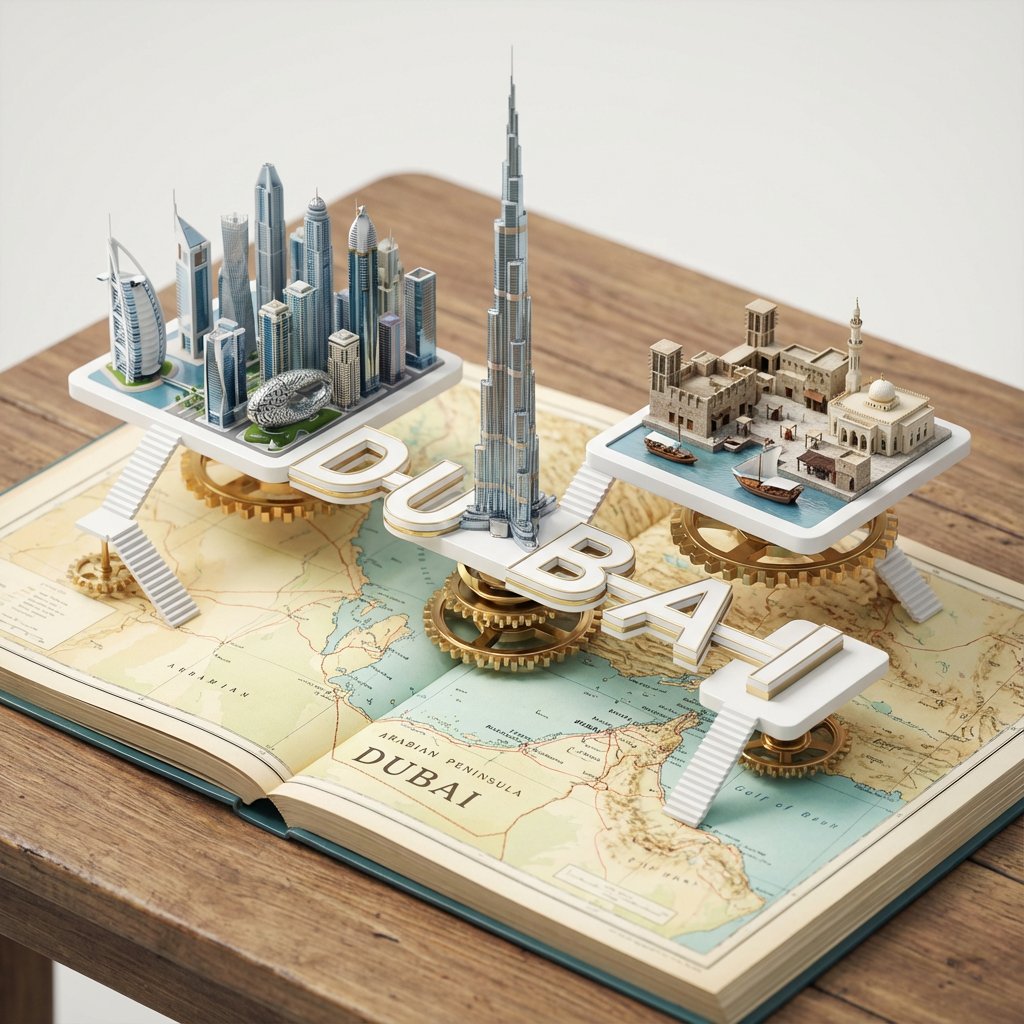 Gdgtify's tweet photo. Running this fun prompt for Mecca and Dubai. I have had better ones but these are cool for video. 

Prompt:  <instruction>
  Input A:   A Major City (e.g., Paris, New York, Dubai).
  Analyze:  
1.    The Districts:   Identify the "Old World" (Cathedrals, Temples) and the "New World" (Skyscrapers, Towers).
2.    The Typography:   The City Name to be used as the structural bridge.
3.    The Base Map:   A vintage, colored atlas page corresponding to the real-world location.
  Goal:   A bright, isometric macro shot of a mechanical pop-up city rising from an open book.
  Rules:  
-   Container:   A large, open hardcover atlas lying flat on a wooden table.
-   The Structure:   Levitating white platforms float above the page, supported by brass gears and white staircases.
-   The Typography:   The letters of [Input A] act as the walkways or bridges connecting the platforms.
-   The Content:  
    -  Platform A:  High-density modern architecture (glass/steel).
    -  Platform B:  Historical landmark (stone/wood).
    -  Centerpiece:  The city's tallest spire (e.g., Eiffel Tower, Burj Khalifa) anchoring the composition.
-   Lighting:   Soft, diffuse studio lighting ("Apple Store" aesthetic). No harsh shadows.
  Output:   3D render, Octane, toy photography style, tilt-shift depth of field.
</instruction>