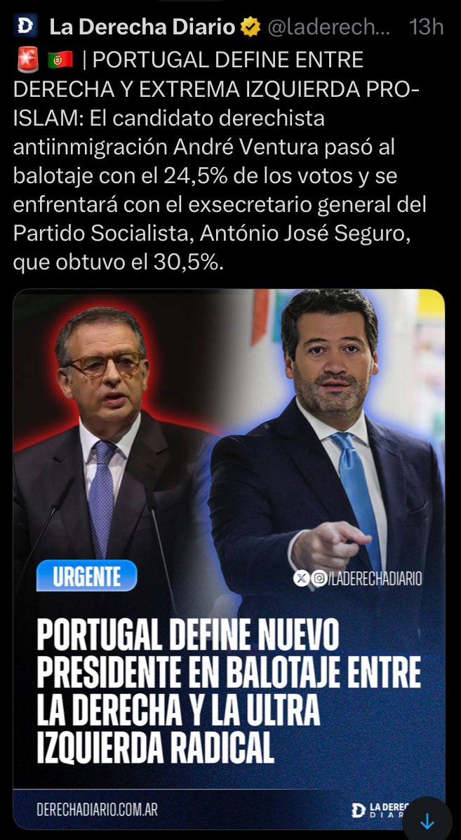 eurocorno's tweet image. Preparem-se para a campanha suja que aí vem.
A internacional fascista já começou com este discurso alucinado, este vem da Argentina, país de Javier Milei.

Seguro, um democrata liberal centrista, será pintado como socialista radical como fizeram com PNS.