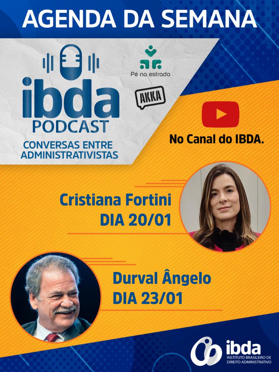 ibda_diradm's tweet photo. ✨ Estes são os participantes do Conversas entre Administrativistas desta semana!

📅 O IBDA Podcast estreia amanhã (20/01) no YouTube do IBDA.
🔔 Ative as notificações e acompanhe cada episódio. https://t.co/QDX1ysPenW