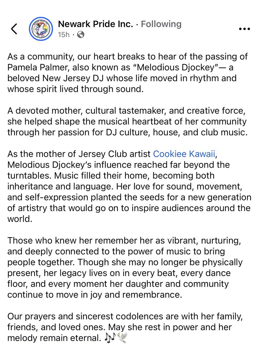 THANK YOU Newark Pride Inc. 🥹❤️

MY MOM WAS TRULY A DOPE SOUL 🥲

I WILL KEEP HER LEGACY ALIVE 🙏🏾

EVERY DAY IS DJ MELODIOUS DAY ❤️ 

#djmelodious #iloveyoumom #newarknj #pride