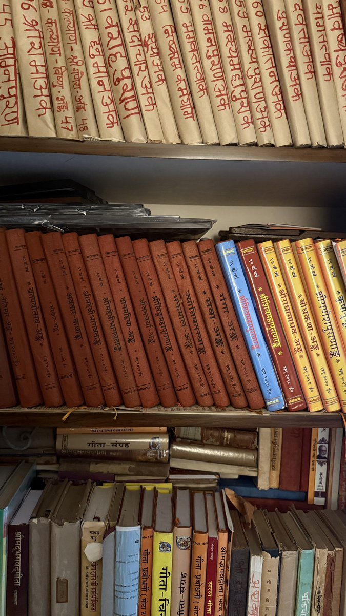 SandeepMall's tweet photo. My grandparents never went to school, yet they were the most voracious readers I knew. I have  inherited their treasure- a massive library which also includes almost every single issue of ‘Kalyan’ by @GitaPress 
As Kalyan enters its 100th year, calling them the ‘best’ at preserving and propagating Sanatan Dharma is truly an understatement.