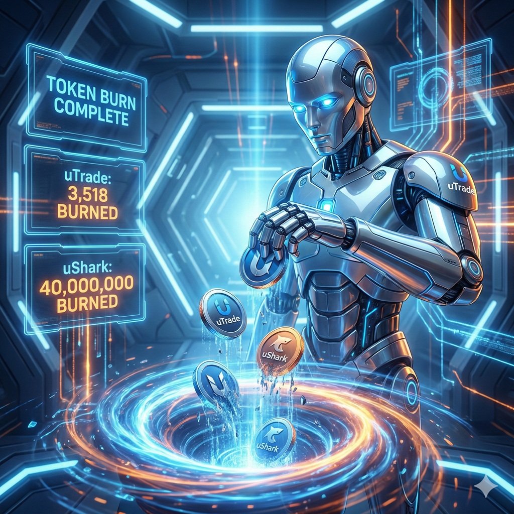 🔥 MASSIVE TOKEN BURN COMPLETED: WE ARE SHRINKING THE SUPPLY! 🔥
Hello uTrade Community,

We promised to protect and strengthen our ecosystem—and we are delivering! The token burns for December are officially finalized. We have taken aggressive action to reduce the circulating