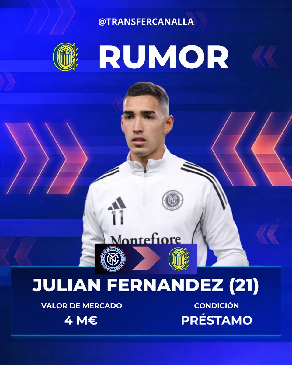 TransferCanalla's tweet image. #MercadoDePases #RosarioCentral el apuntado para ser el extremo es Julian Fernandez.
Debuto en #Velez y rápidamente se fue a #NewYorkCity 
Ultima temporada: 41 partidos 3 goles 5 asistencias.
Puede jugar por ambos extremos. Es zurdo.