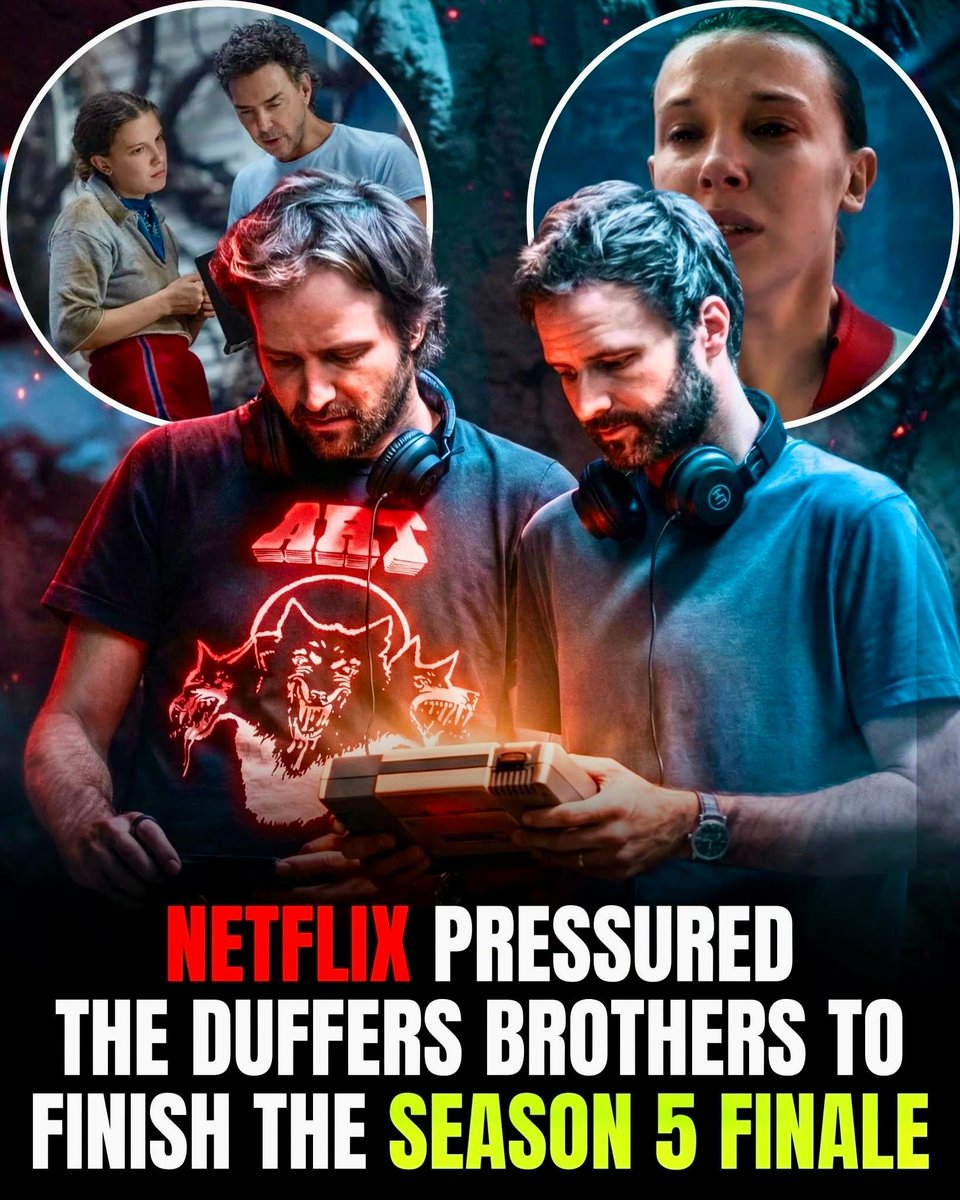 StrangerNews11's tweet image. The Duffers revealed Netflix was heavily pushing during the writing of the Stranger Things S5 finale, making Episode 8 their most stressful writing experience yet.