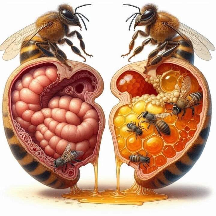 freemonotheist's tweet image. #NoDesign🙄 bees have two stomachs: one to eat and the other to store nectar and turn it into honey. Surah Al Nahl 68-69