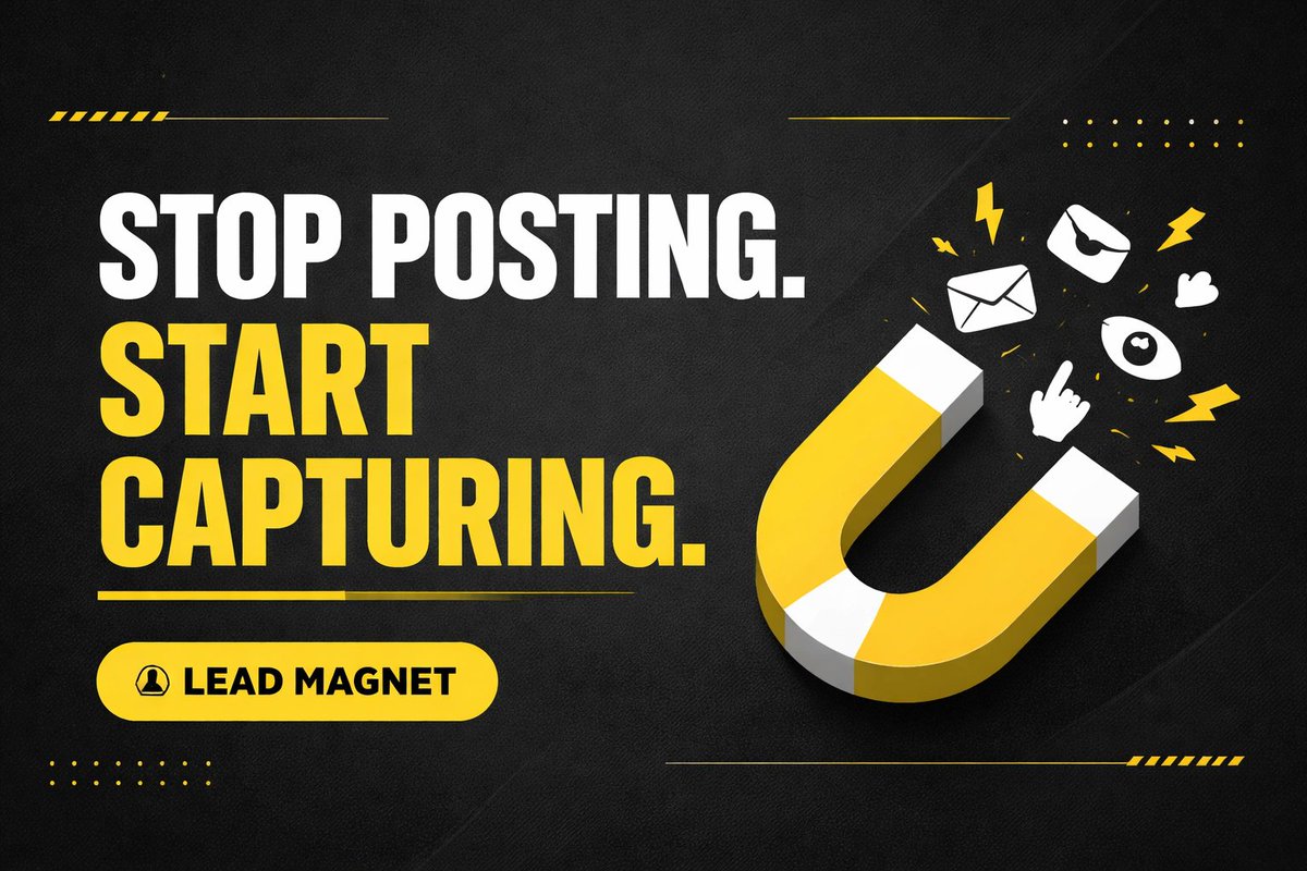 SalesRemedy's tweet photo. If your offer needs “more traffic”, it’s weak.

Build a simple lead magnet:
• 1 problem
• 1 page
• 1 clear win

Then a 5-email follow-up:
Value → proof → objection → offer → deadline.

Stop posting. Start capturing.
https://t.co/xaL3ylcB1V https://t.co/0ngaHpp3mh