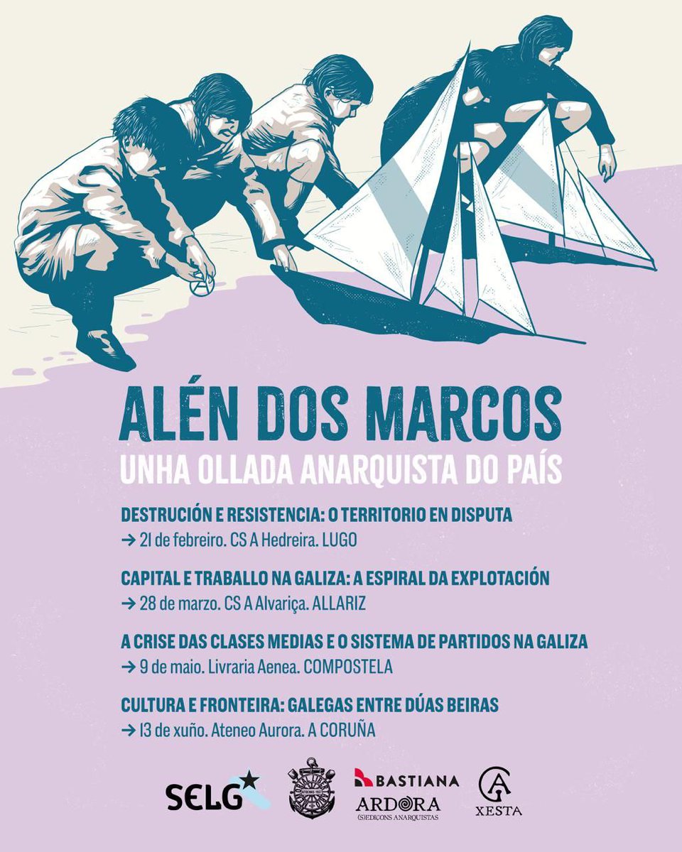 📚✨ 3ª edición do SELG
Ano novo significa SELG novo. Nesta ocasión, traemos: 

👀 Alén dos Marcos
Unha ollada anarquista do país.

📖💬 Unha nova oportunidade para reflexionar, debater e aprender xuntas, dende a Galiza, para a Galiza.