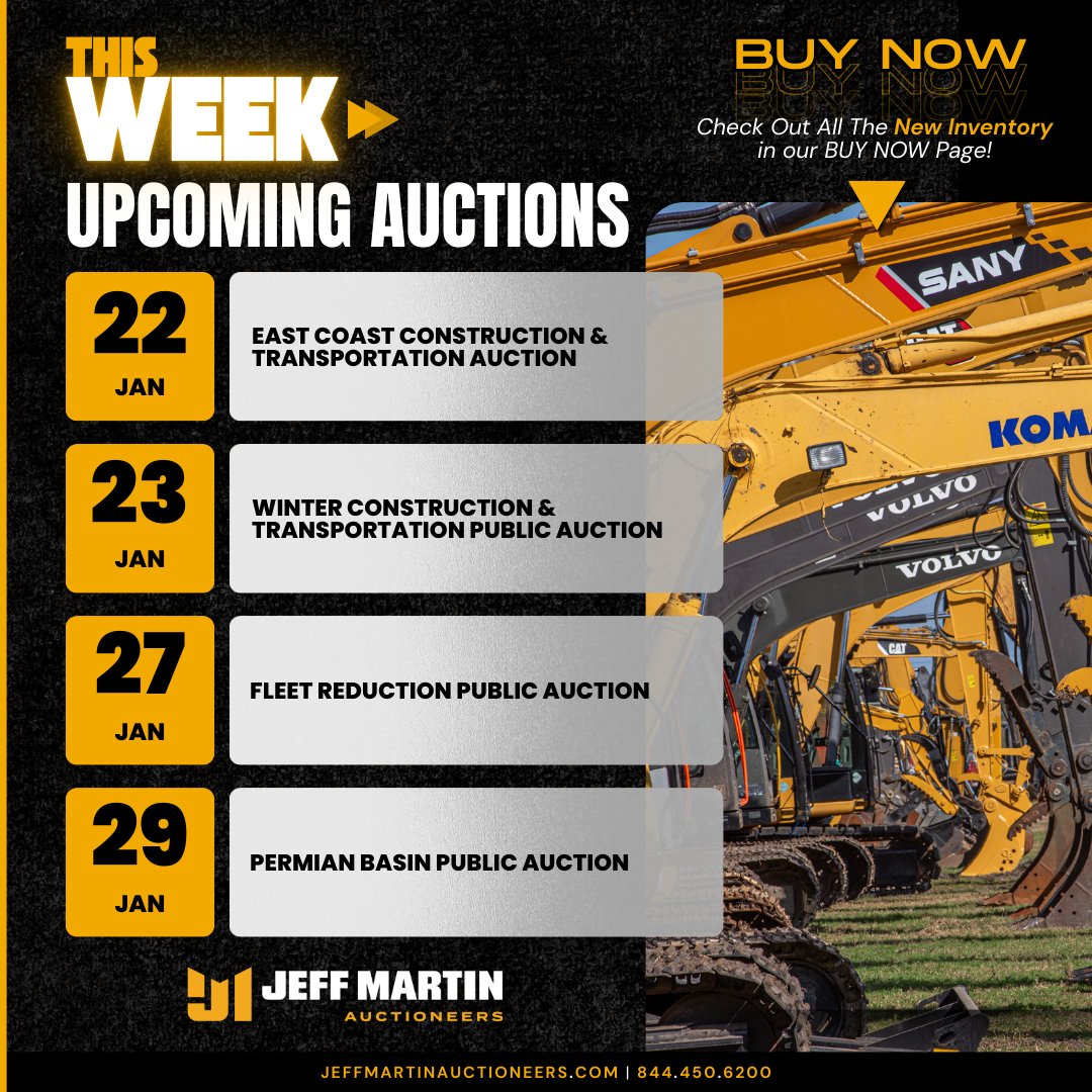 New week = NEW AUCTIONS at Jeff Martin Auctioneers! 🚨
Get ready for an action-packed week and register to bid today 🔥

👉 jma.bid/UpcomingAuctio…
#AuctionWeek #NewAuctions #BidNow #JeffMartinAuctioneers #ExperienceTheDifference