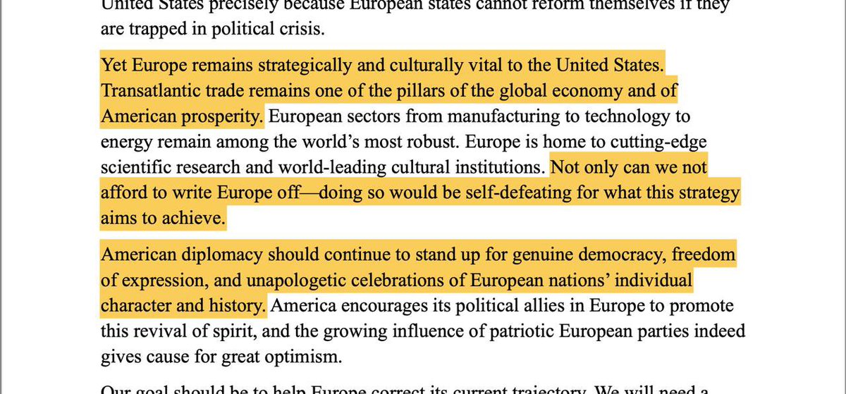 The US National Security Strategy recognised both the importance of Europe to American interests and the sovereign rights of nations.
 
I urge President Trump to stick to the principles in his own strategy and withdraw the threat of tariffs, for the good of US &amp; European