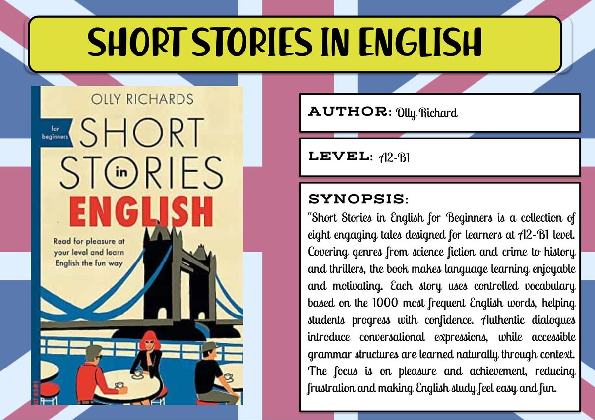 CepaElCamino's tweet image. ➡️ Retomamos nuestra recomendación de libros trimestrales de Inglés 🏴󠁧󠁢󠁥󠁮󠁧󠁿
Our English Book - JANUARY/FEBRUARY/MARCH 2026 is... 📘
"SHORT STORIES IN ENGLISH" 📖🌟
@fadultos
@educacyl #Read #EnglishLanguage