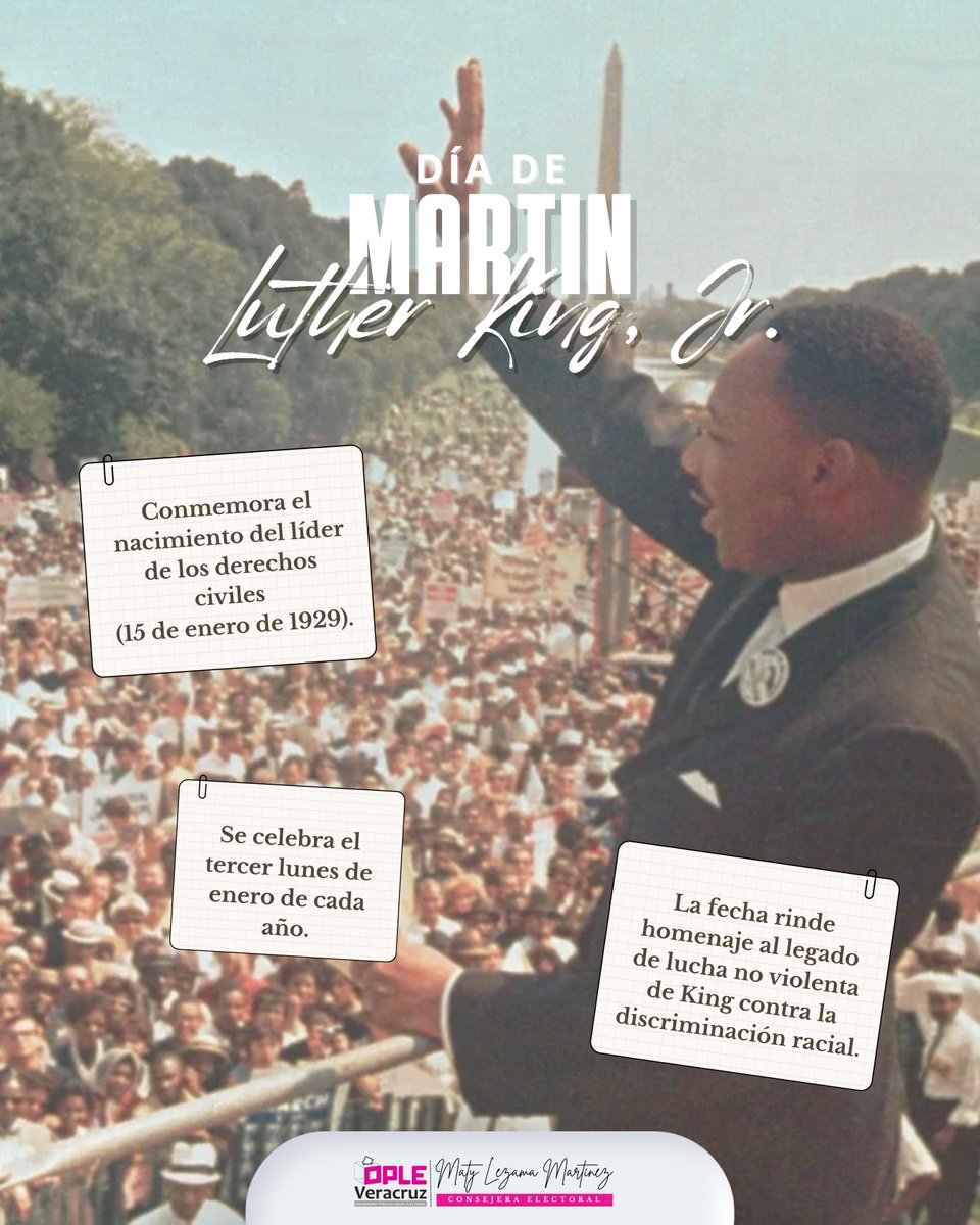 💡¿#Sabíasque... hoy se conmemora el Día de #MartinLutherKing Jr?

Celebrar su legado significa comprometerse con la justicia social, la paz y la defensa de los #DerechosHumanos. 🤍🙏🏼

#MartinLutherKingJrDay