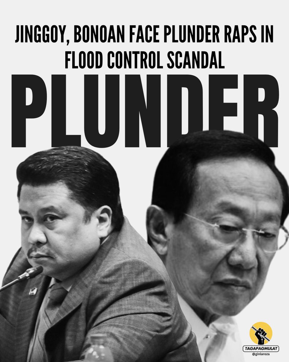 tagapagmulat's tweet image. The NBI has filed a plunder complaint against Senator Jinggoy Estrada and former Department of Public Works and Highways (DPWH) Secretary Manny Bonoan over their alleged involvement in irregularities tied to flood control projects, the DOJ said Monday.