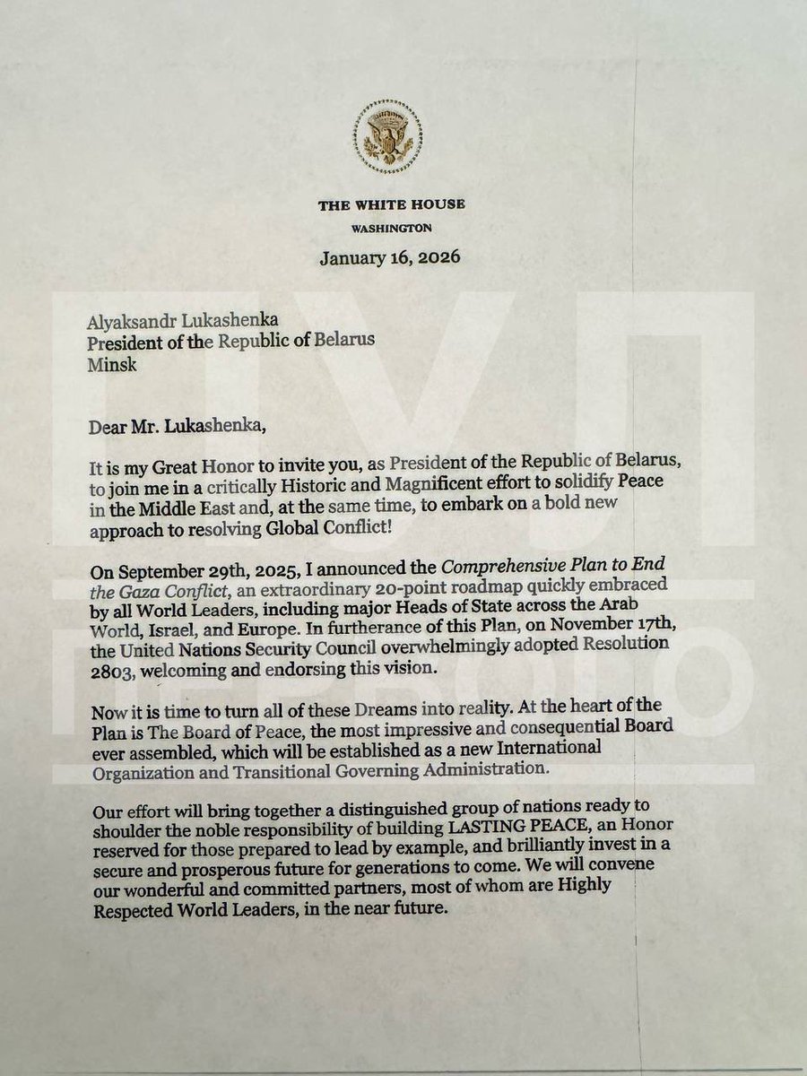 saintjavelin's tweet image. 🤡Trump personally invited Lukashenko to join the work of a “Peace Council” aimed at resolving the conflict in Gaza.

Earlier, Kremlin spokesperson Dmitry Peskov said that Putin had received a similar invitation as well.