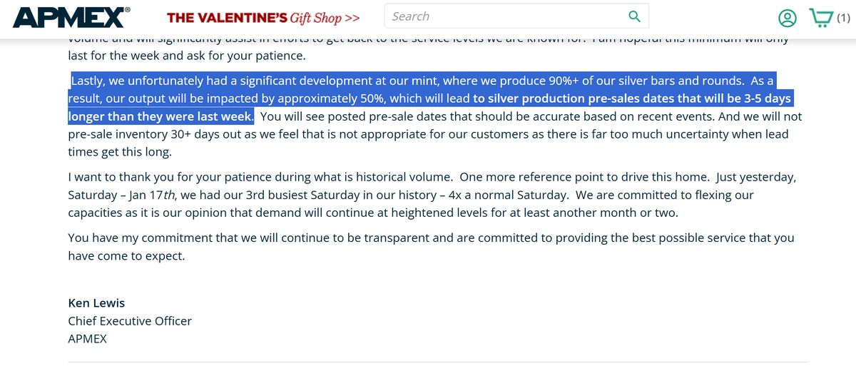 ALERT: Incident at Apmex Mint cripples production to 50%! Although I believe it, it reminds me of something I don't believe, that time when the COMEX servers "overheated" on the coldest night of the month! What a wild time to be alive!