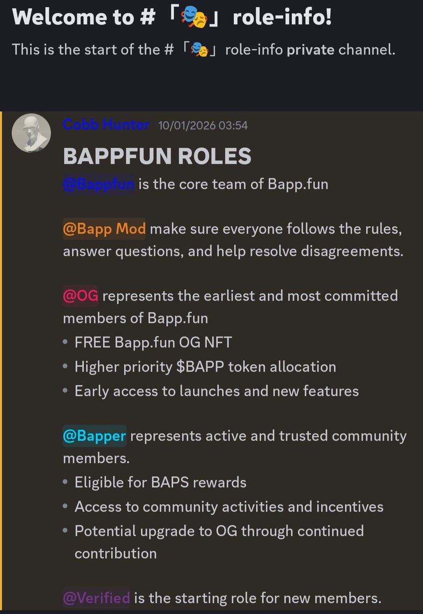 Allthinks2's tweet photo. AcTiVe...only...real..X..FaM..
OG Role in Discord....

The OG role here is given out randomly to users based on their daily activity.
Their main goal is to hold a giveaway once they hit 5 OG roles. Early members have a huge advantage when it comes to grabbing this role. You have to upgrade from the Bapper role to get it.
The exact number of people who will get the OG role hasn't been announced yet but it is definitely limited and very competitive.
Don't give up and keep grinding as a content creator on Discord as well. 

Stay active on DC and secure that role.