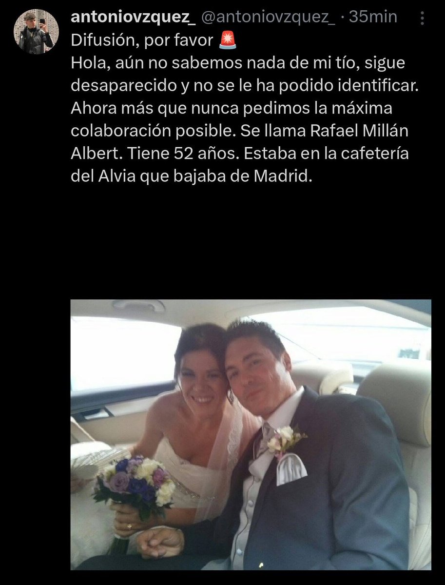 <a href="/SuperViiral/">LO + VIRAL</a> Su tía apareció pero no hay noticias de su tío, compartid! Muchos ánimos, mucha fuerza Antonio. 🥺💪🏼

Contacto: <a href="/antoniovzquez_/">antoniovzquez_</a>