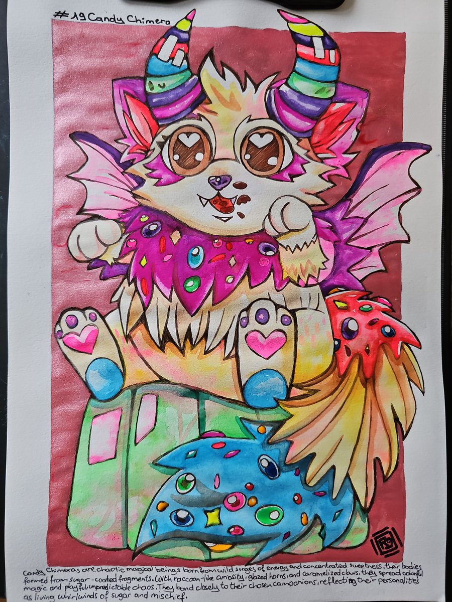 FireCave_Art's tweet photo. Candy Chimeras are born where wild magic ferments into sweetness.🍬
They bind to chosen souls, becoming beautiful chaossugar, teeth, and mischief 🖤

#creaturejanuary #firecaveworld #fantasy #creature #chimera #candy #magic #manga #世界観 #ファンタジー https://t.co/BYaN7FOVLn