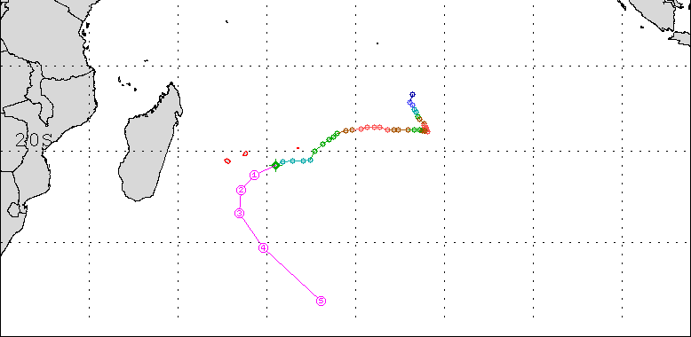 meteo_reunion's tweet photo. #DUDZAI au plus près de la Réunion 🇷🇪 prévu le mardi 20 janvier vers 6h21 à 343 km... https://t.co/xTo7vXMgXR https://t.co/GRCfcGn1GR
